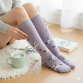 紫のユニコーン柄ニーハイソックス